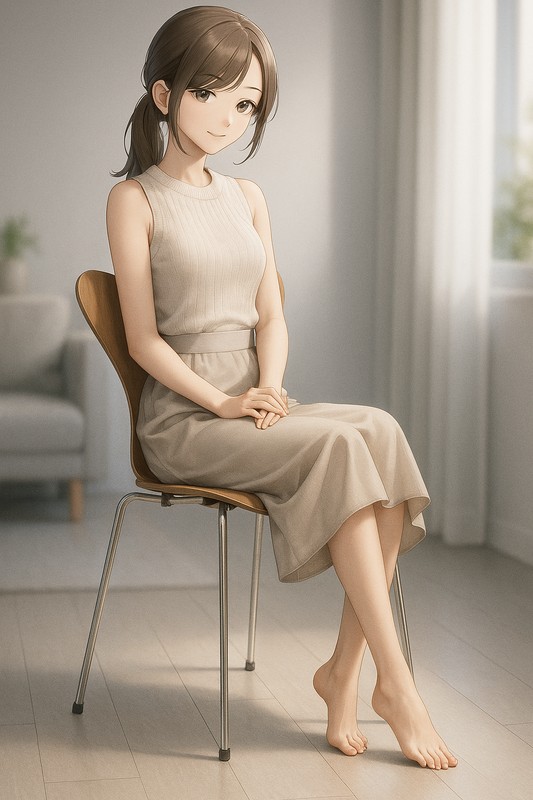 セブンチェアに座る美少女|AIプロンプト紹介