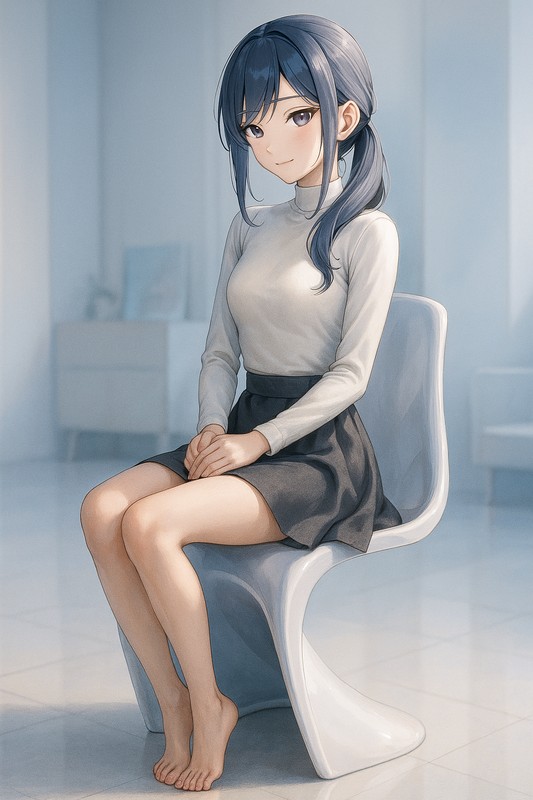 パントンチェアに座る美少女|AIプロンプト紹介
