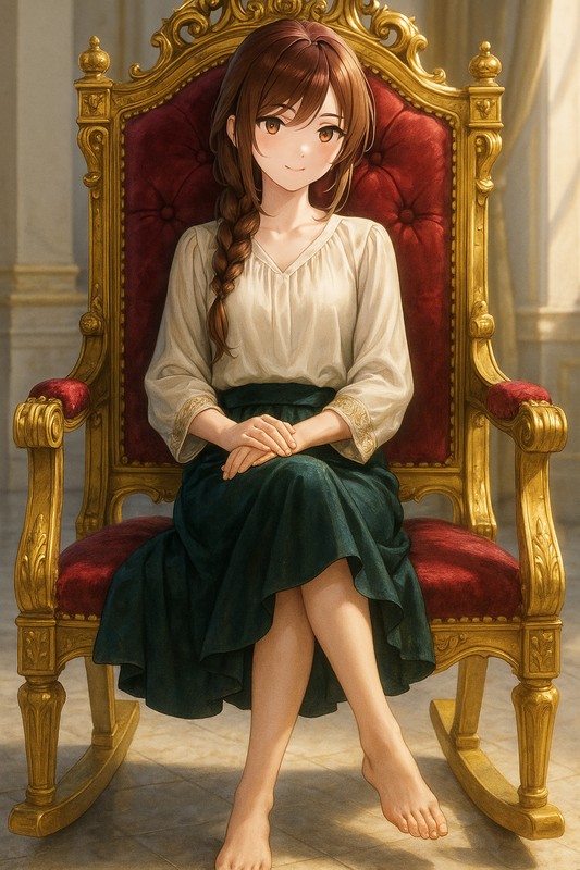 玉座(スローンチェア)に座る美少女|AIプロンプト紹介
