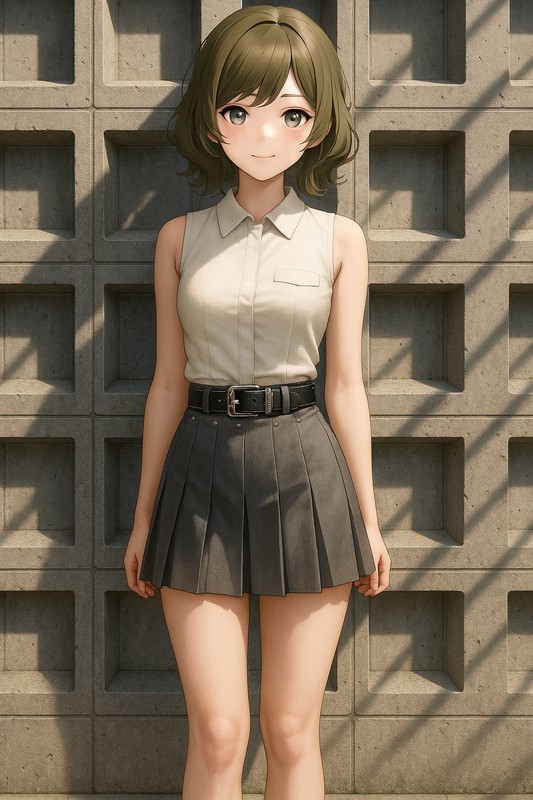 コンクリートワッフルパネル壁のAIイラスト|プロンプト紹介