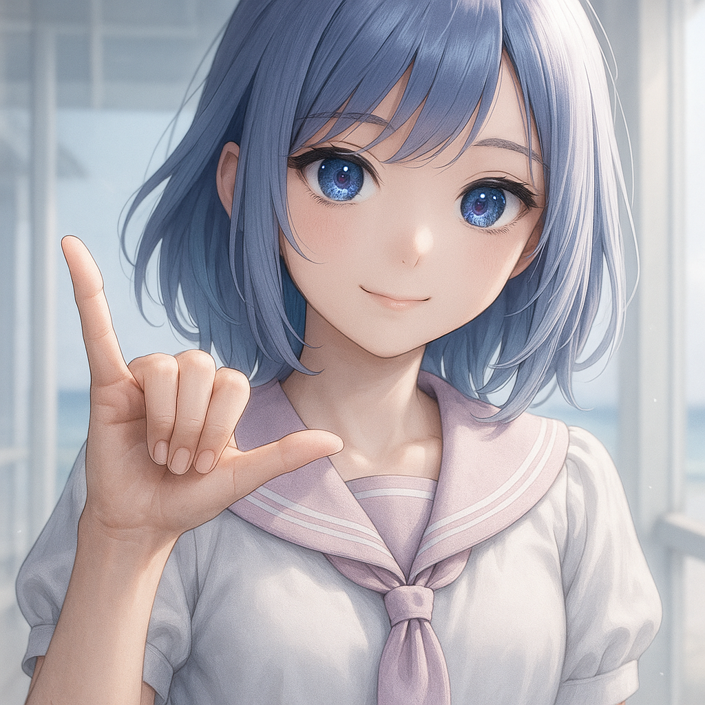 シャカサインをする美少女AIイラスト|プロンプト紹介