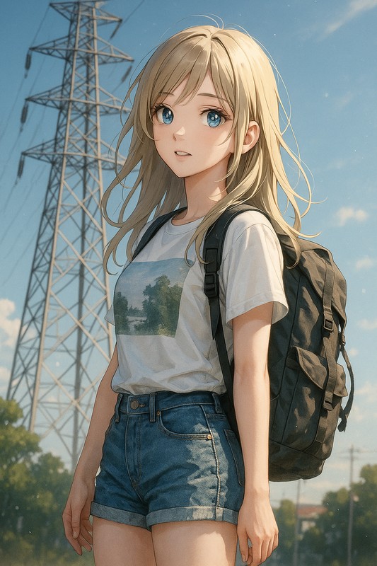 送電線（高架鉄塔）を再現したAIイラスト｜プロンプト紹介