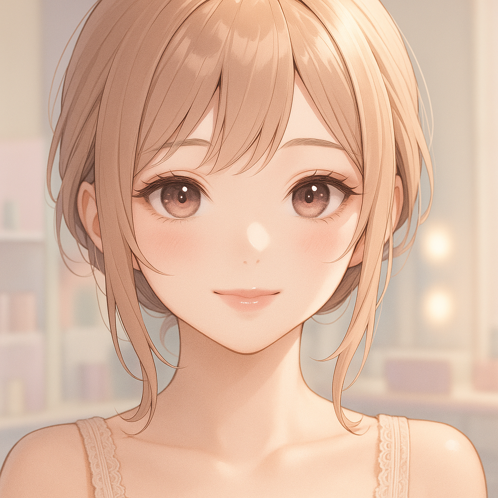 ピンクベージュメイクの美少女AIイラスト