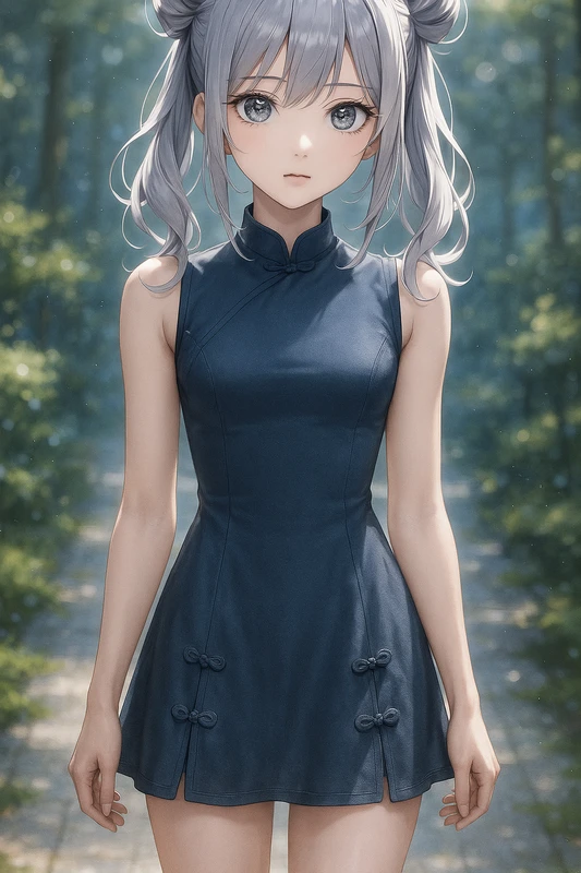 フレア裾×チャイナボタン付きミニチャイナ服|AIイラストプロンプト紹介