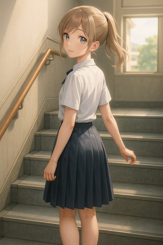 平成初期の学校の階段を再現したAIイラスト|プロンプト紹介