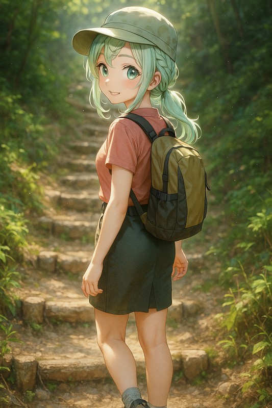 山の登山道の階段のAIイラスト|プロンプト紹介