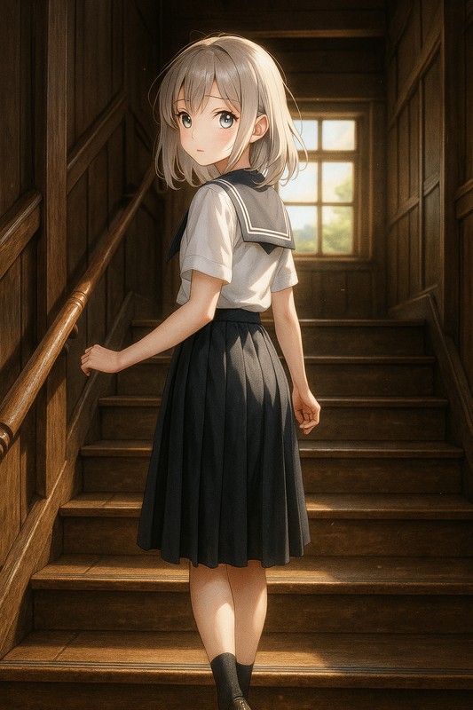 大正末~戦前の学校の階段を再現したAIイラスト|プロンプト紹介