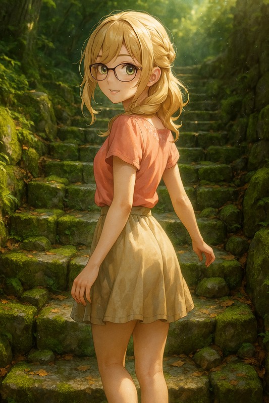 観光地の山城の石段のAIイラスト|プロンプト紹介