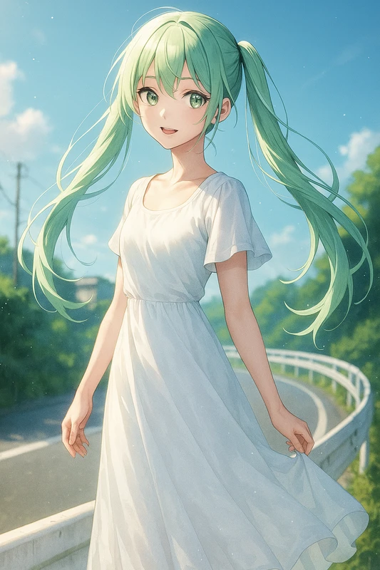 白いガードレールを再現したAIイラスト｜プロンプト紹介