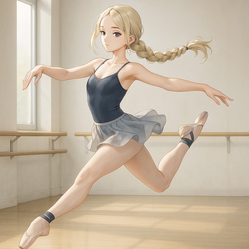 パ・ド・シャのポーズ・AIイラスト｜バレエのプロンプト