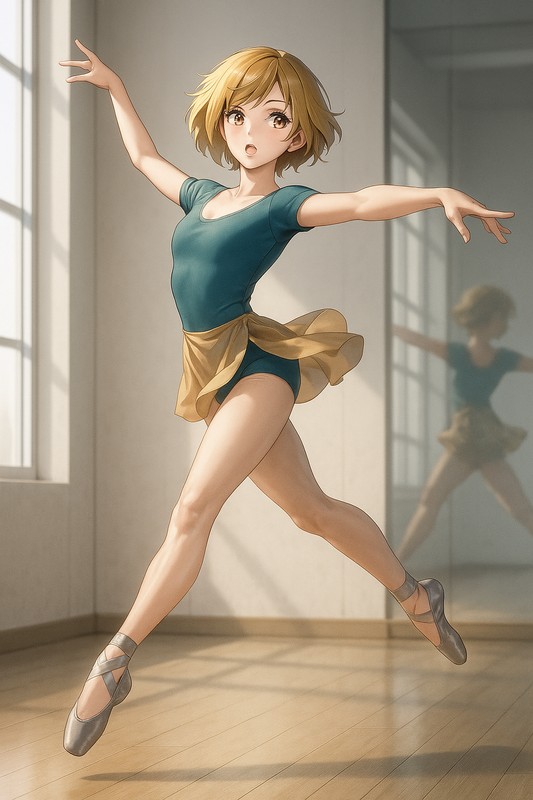 アレグロのポーズ・AIイラスト｜バレエのプロンプト