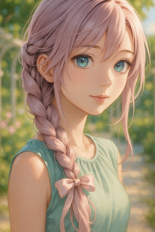 リボン編み込みのAIイラスト|プロンプト紹介