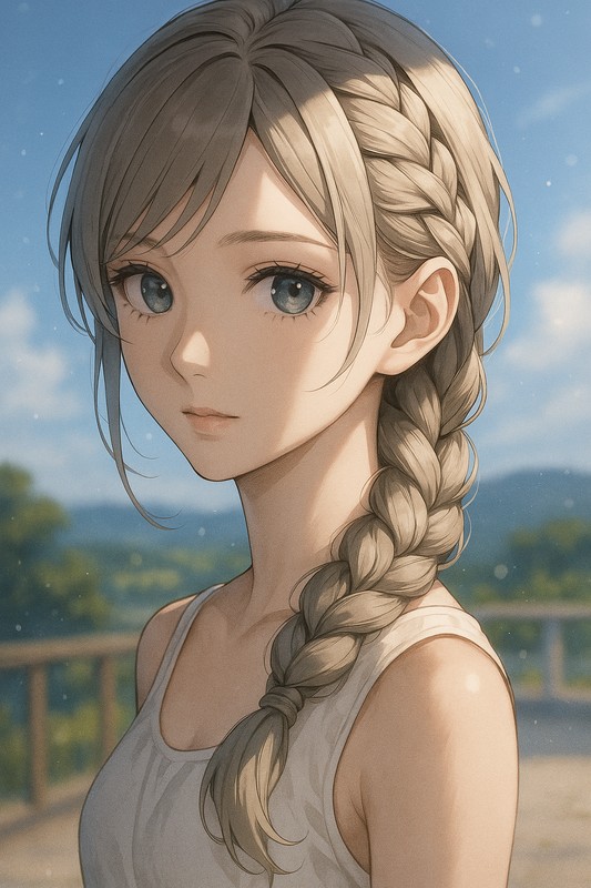 オランダ式三つ編みのAIイラスト|プロンプト紹介