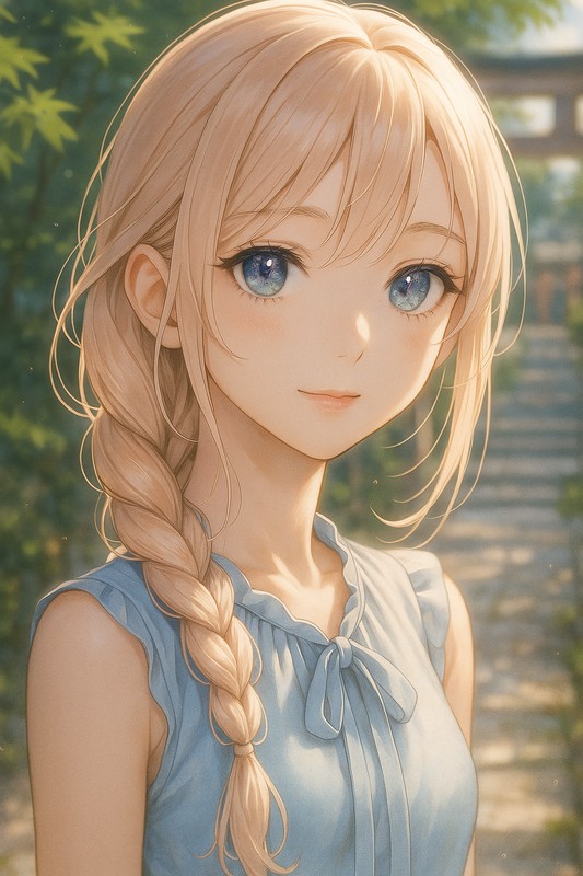 低め編み下ろしロングヘアのAIイラスト|プロンプト紹介