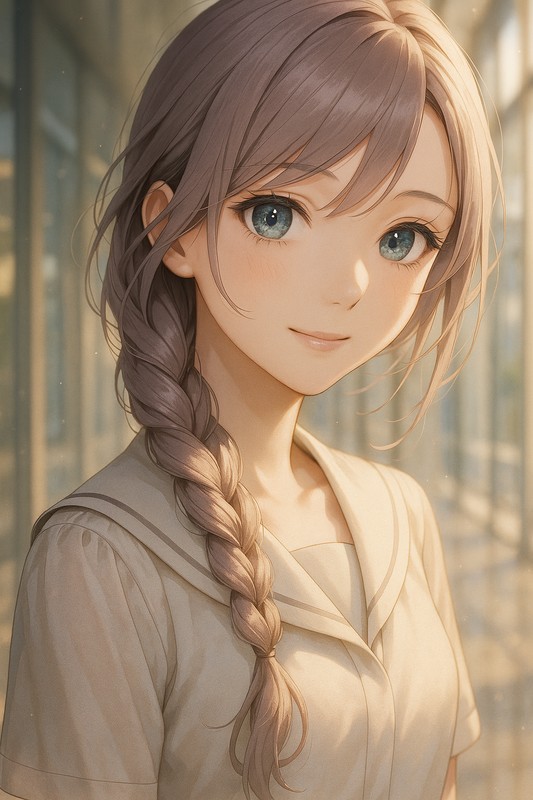 サイド三つ編みのAIイラスト|プロンプト紹介