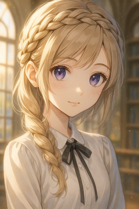 三つ編みヘアバンドのAIイラスト|プロンプト紹介