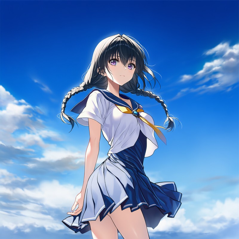 NovelAIで生成した三つ編みの美少女のAIイラスト