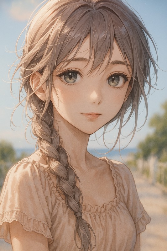 ボーホー三つ編みのAIイラスト|プロンプト紹介