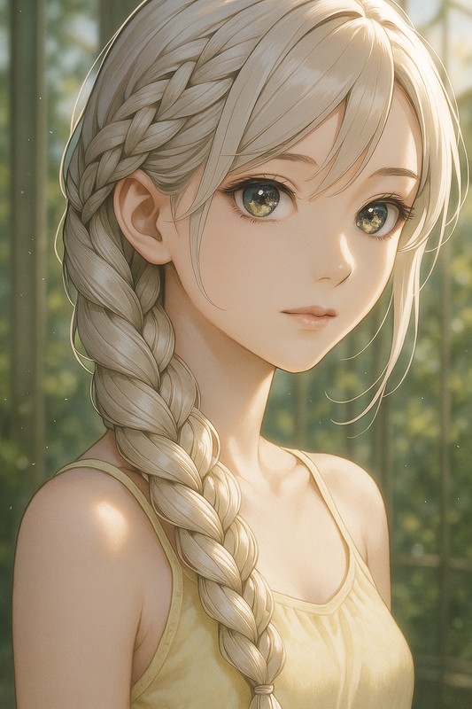 五つ編みのAIイラスト|プロンプト紹介