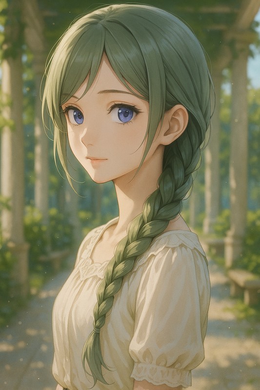 編み下ろしの三つ編みのAIイラスト|プロンプト紹介