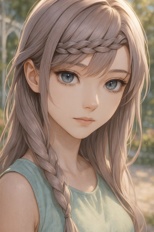 編み前髪のAIイラスト|プロンプト紹介