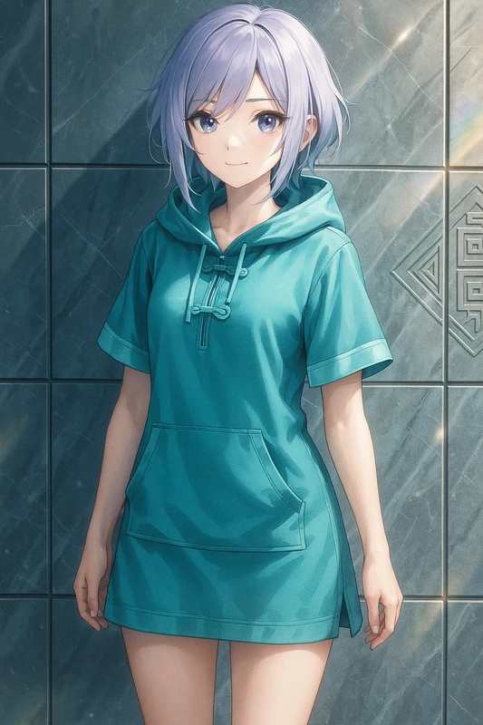 フード×ポケット付き×ショート丈のスポーティチャイナ服|AIイラストプロンプト紹介