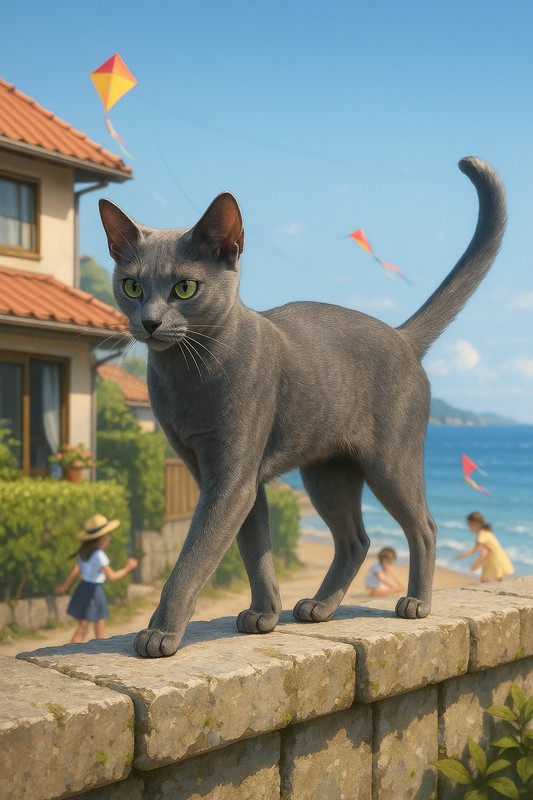 ロシアンブルー(猫)のAIイラスト|再現プロンプト用