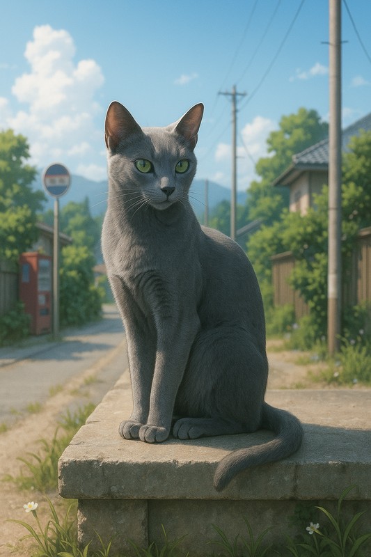 座っている猫のAIイラスト|プロンプト紹介用