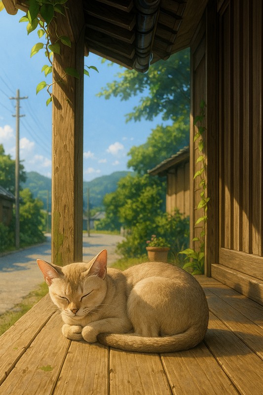寝ている猫のAIイラスト|プロンプト紹介用