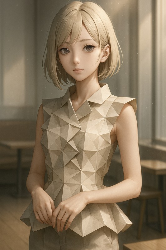 折り紙のブラウスをAIで再現したイラスト|プロンプト紹介