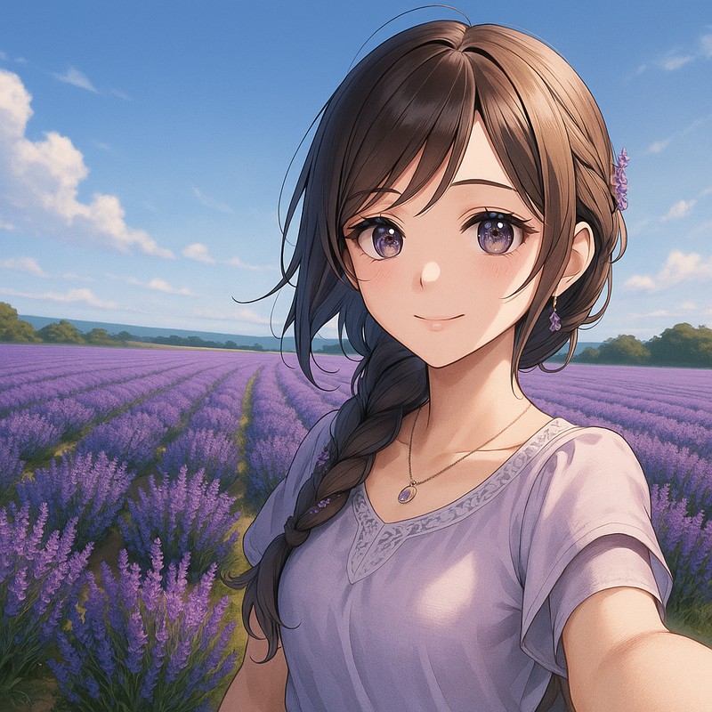 ラベンダー畑のAIイラスト|背景用プロンプト紹介