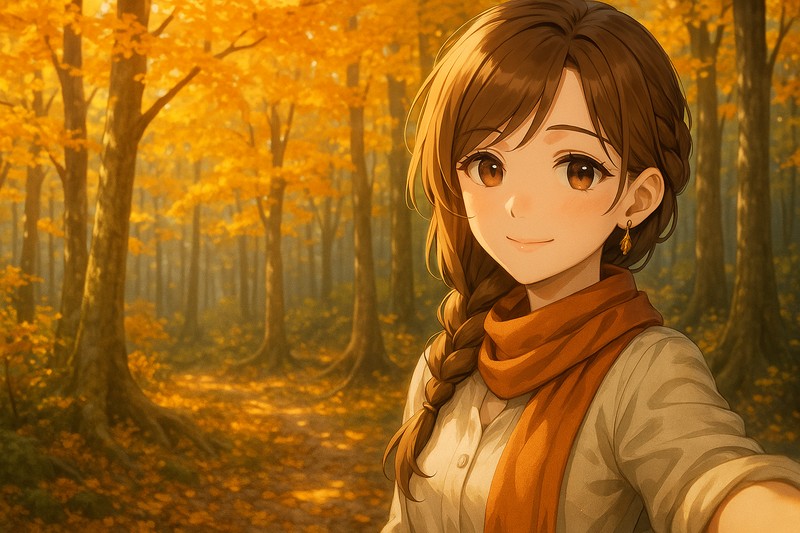 黄葉の森のAIイラスト|背景用プロンプト紹介