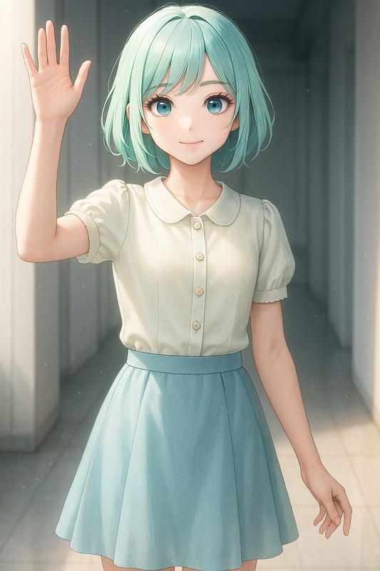 half-raised armsの美少女イラスト生成例|プロンプト紹介