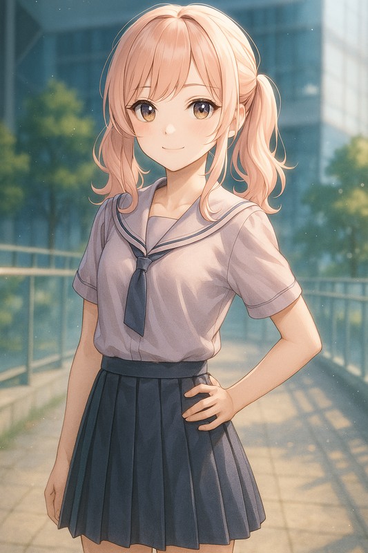 hand on hipの美少女イラスト生成例|プロンプト紹介
