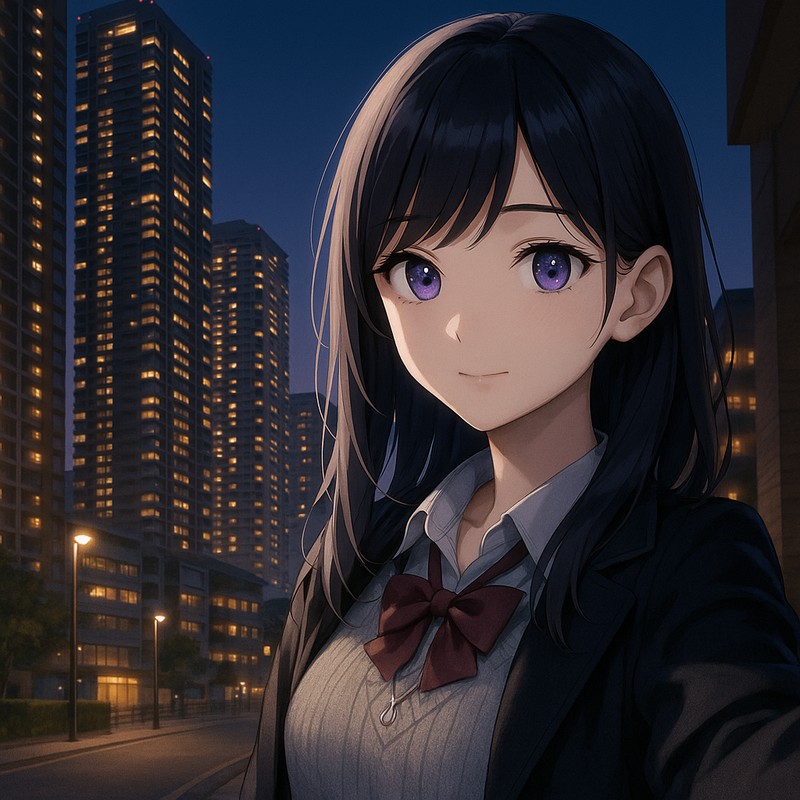 夕暮れのタワーマンションのAIイラスト|背景用プロンプト紹介