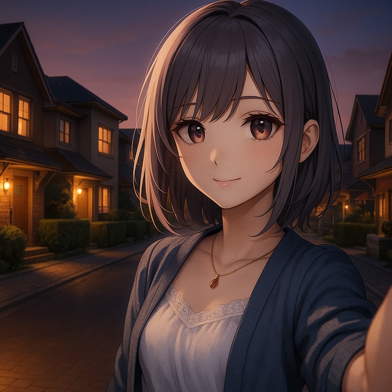 夕暮れの戸建て街のAIイラスト|背景用プロンプト紹介