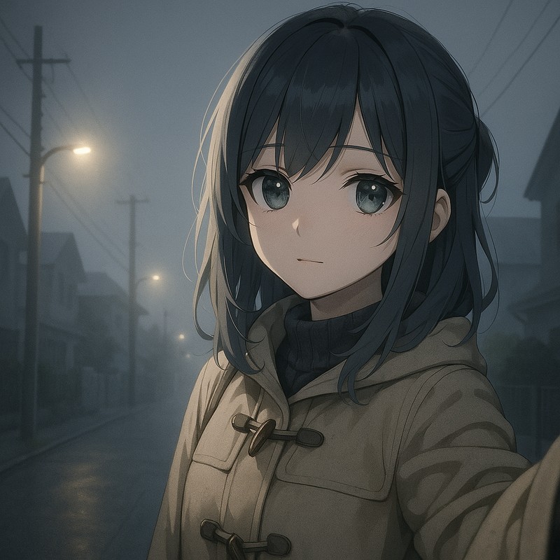 霧深い住宅通りのAIイラスト|背景用プロンプト紹介