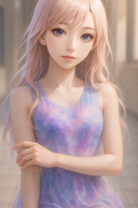星雲を纏ったドレスをAIで再現したイラスト|プロンプト紹介