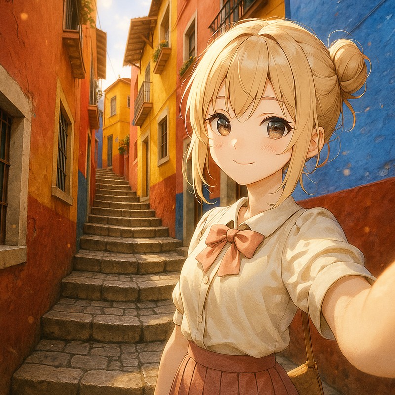 恋人たちの小道(メキシコ・グアナフアト)のAIイラスト|プロンプト紹介・世界の街並み