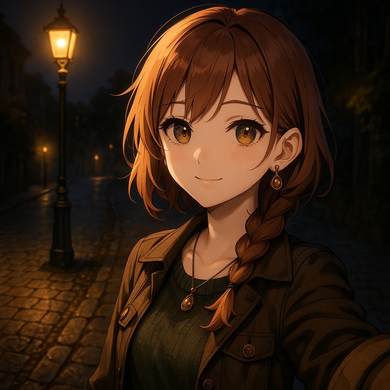 夜の街灯のAIイラスト|背景用プロンプト紹介