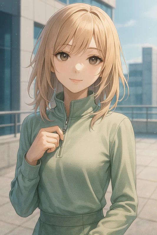 ハーフジップネックの服のAIイラスト|プロンプト紹介