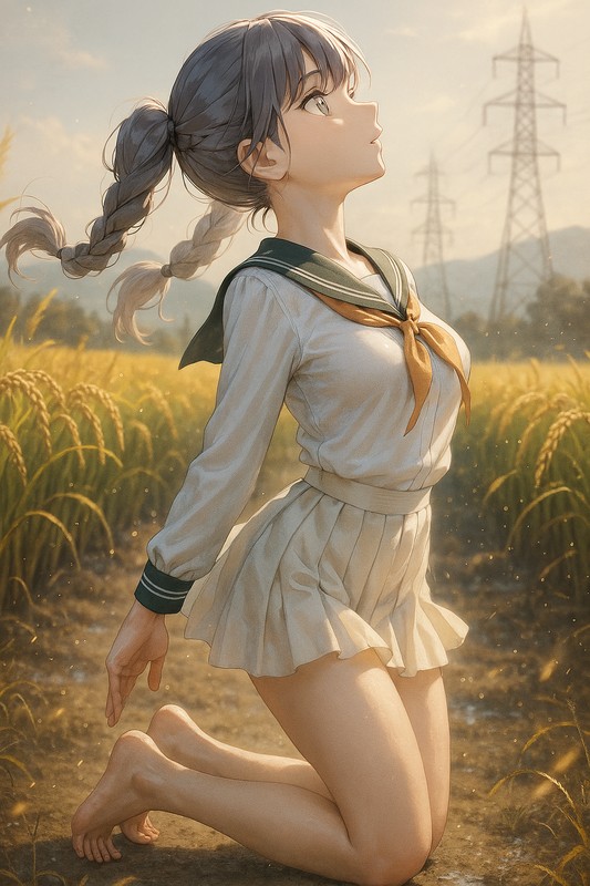 ラクダのポーズ(ヨガ)を応用した美少女AIイラスト