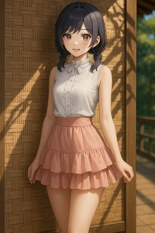 編み込み竹パネル壁のAIイラスト|プロンプト紹介