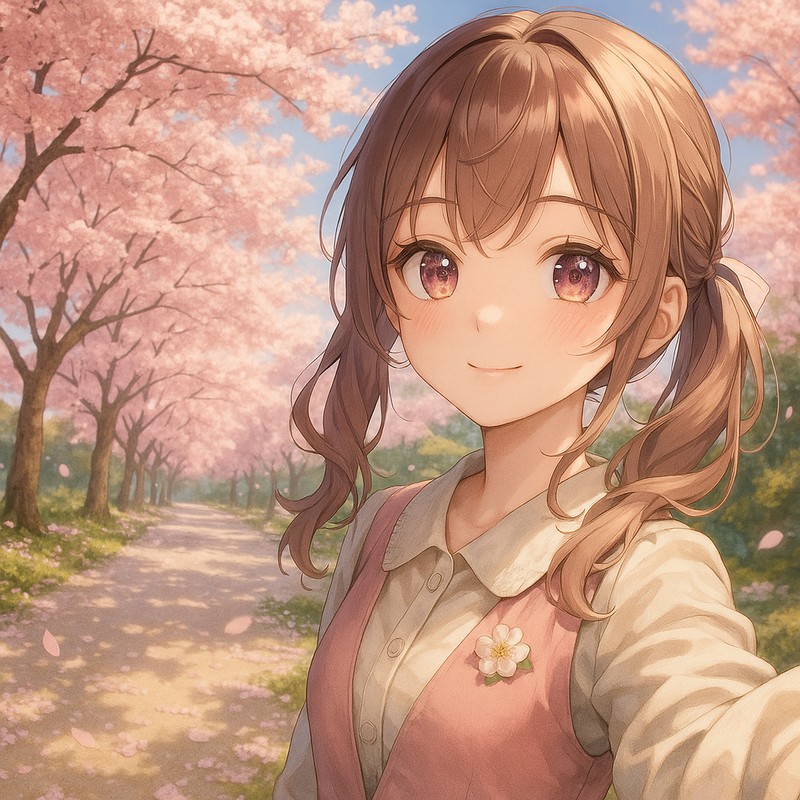 桜並木のAIイラスト|背景用プロンプト紹介