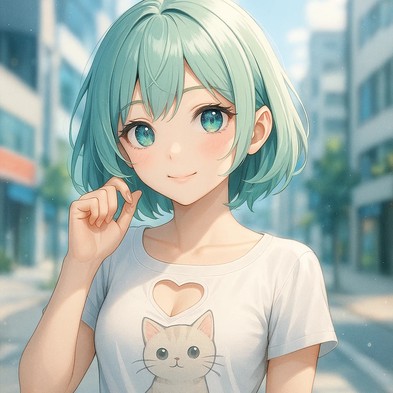Tシャツ × ハート型キーホールのAIイラスト|プロンプト紹介