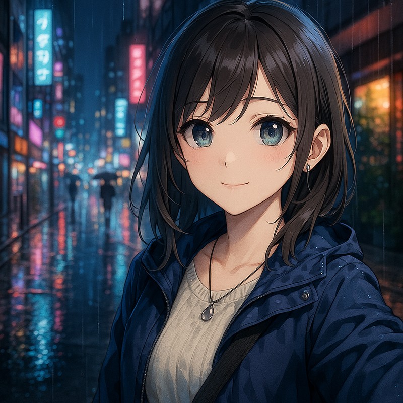 雨の街路のAIイラスト|背景用プロンプト紹介