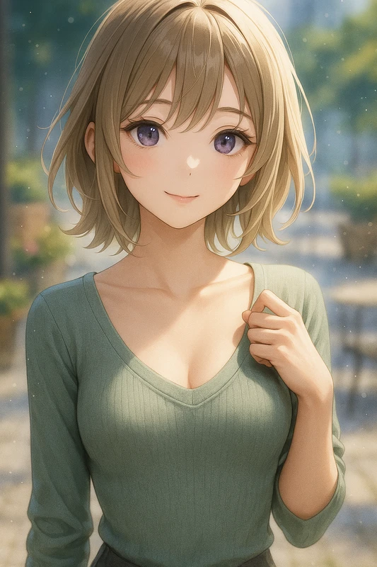 Uネックの服のAIイラスト|プロンプト紹介