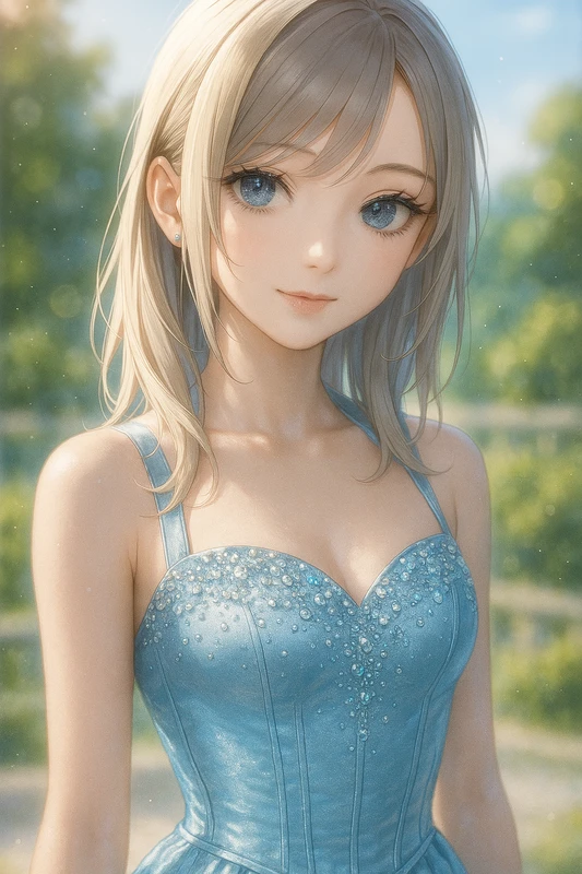 控えめなハート型ネックラインの服のAIイラスト|プロンプト紹介