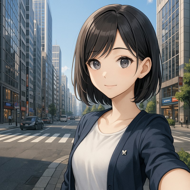 都市のストリートのAIイラスト|背景用プロンプト紹介