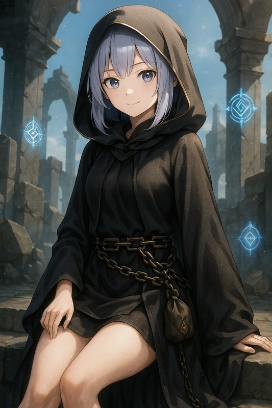 地下神殿の信徒ローブのAIイラスト|プロンプト紹介(ファンタジー)